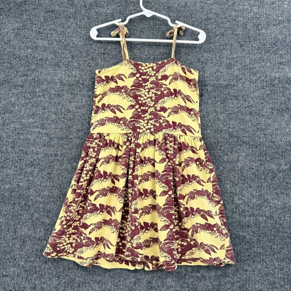 Kate Quinn Girls Sun Dress Size 5 Chili Wisteria Vine Tie Shoulders Button Front - Picture 6 of 10